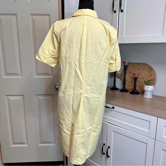 Lands End VTG Women’s Yellow Shirt Dress Size 10 Shoulder Pads 100% Cotton Shift - Picture 2 of 13